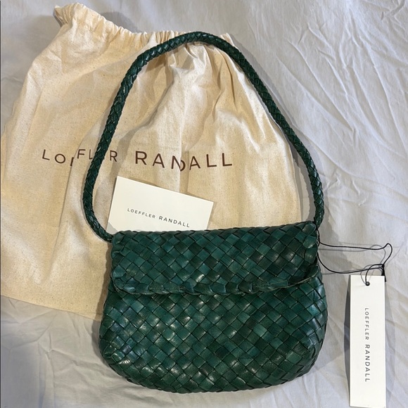 Loeffler Randall Dark Green Woven Shoulder Bag - Picture 1 of 8
